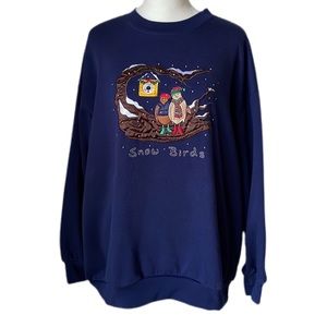 Vintage Nutcracker Cottage Snowbirds Christmas Winter Crewneck